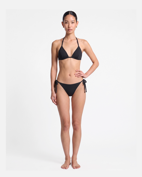 Bikini bottom con ribete y lazo / Negro