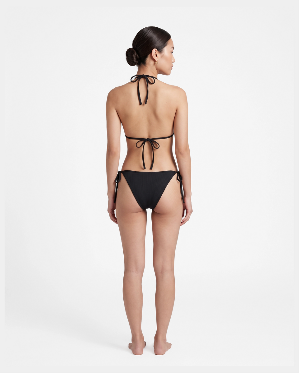 Bikini bottom con ribete y lazo / Negro