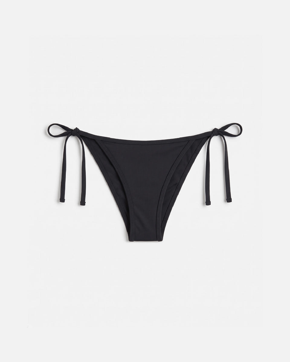 Bikini bottom con ribete y lazo / Negro