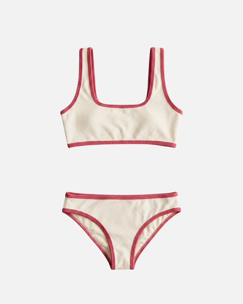 Bikini clásico con ribete en contraste / Marfil Frambuesa