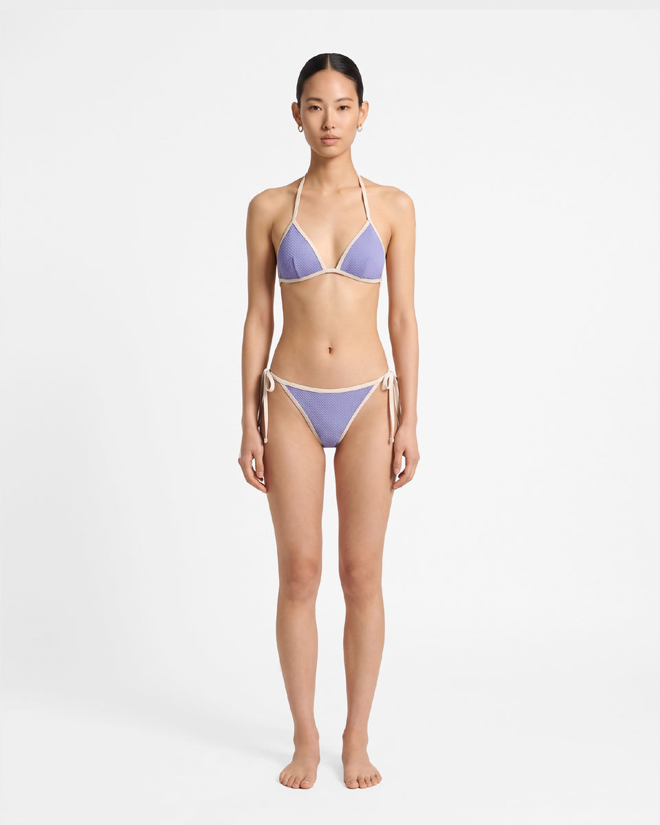 Bikini bottom con ribete en contraste y lazo / Lavanda Marfil