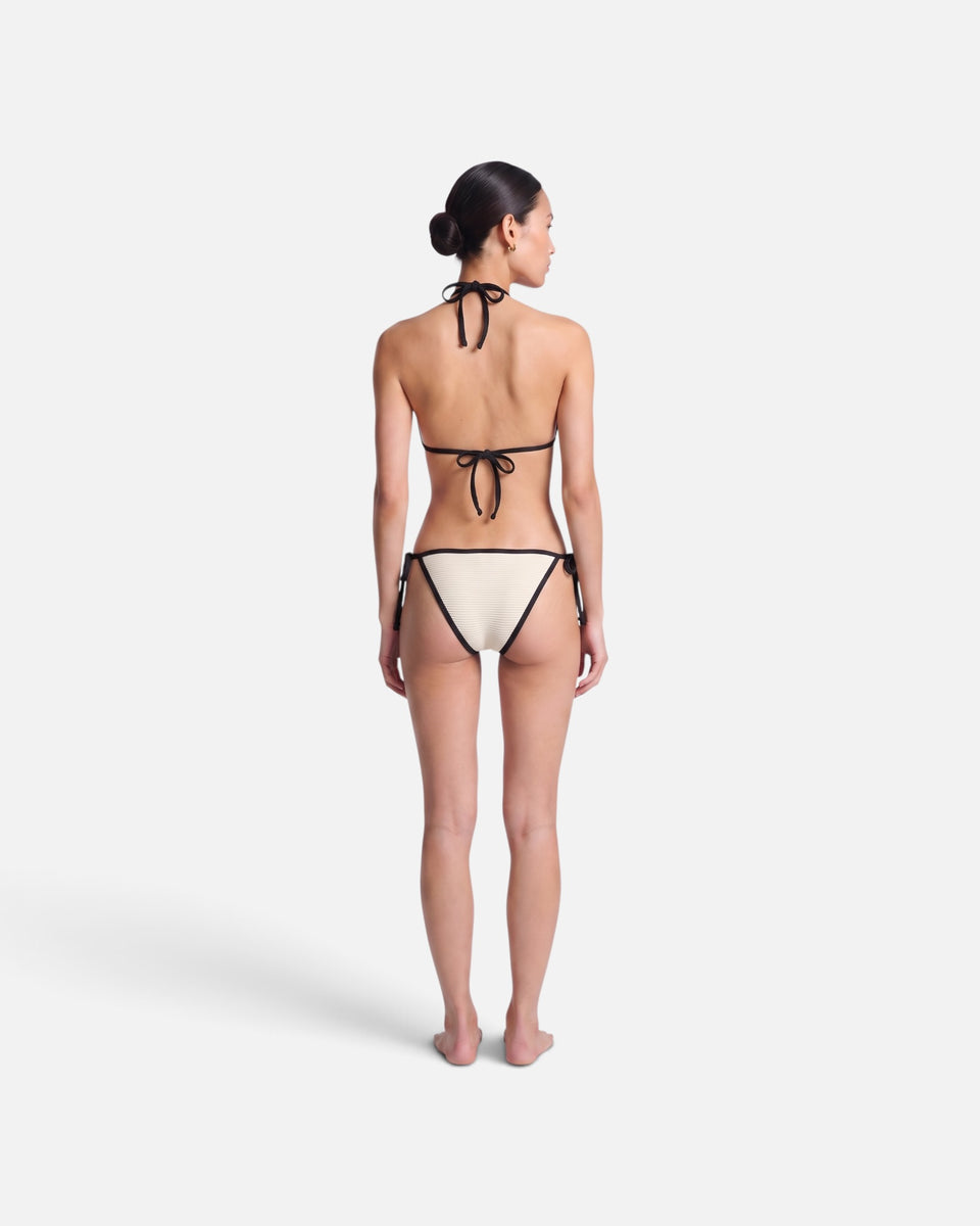 Bikini bottom con ribete en contraste y lazo / Marfil Negro