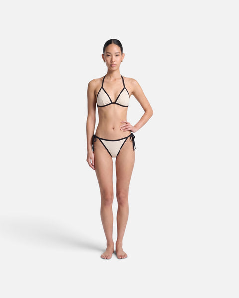Bikini bottom con ribete en contraste y lazo / Marfil Negro