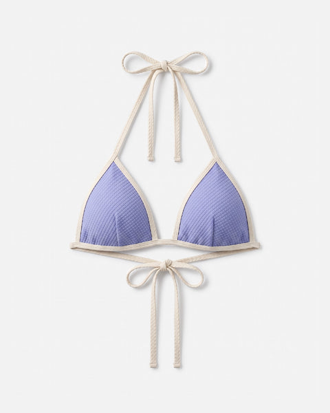 Bikini top con ribete en contraste y lazo / Lavanda Marfil