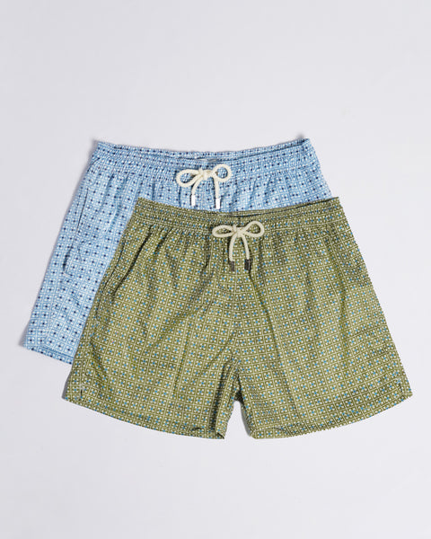 2 x Swim Shorts Venecia Printed | Blue Mosaic | Green Mosaic