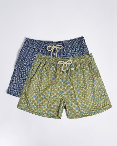 2 x Swim Shorts Venecia Printed | Navy Mosaic | Green Mosaic