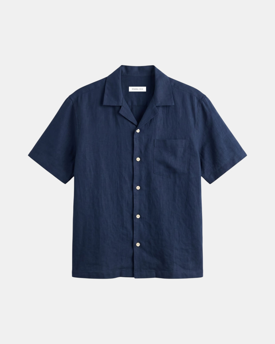 Portofino Navy Linen  - Camisa
