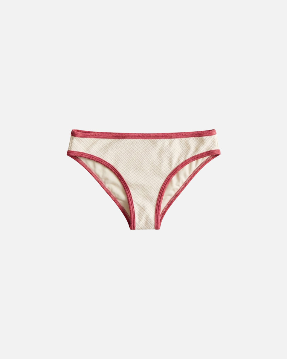Bikini bottom clásico con ribete en contraste / Marfil Rosa
