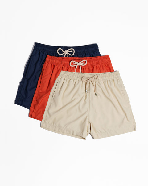 3 x Swim Shorts - Navy | Terracota | Sand