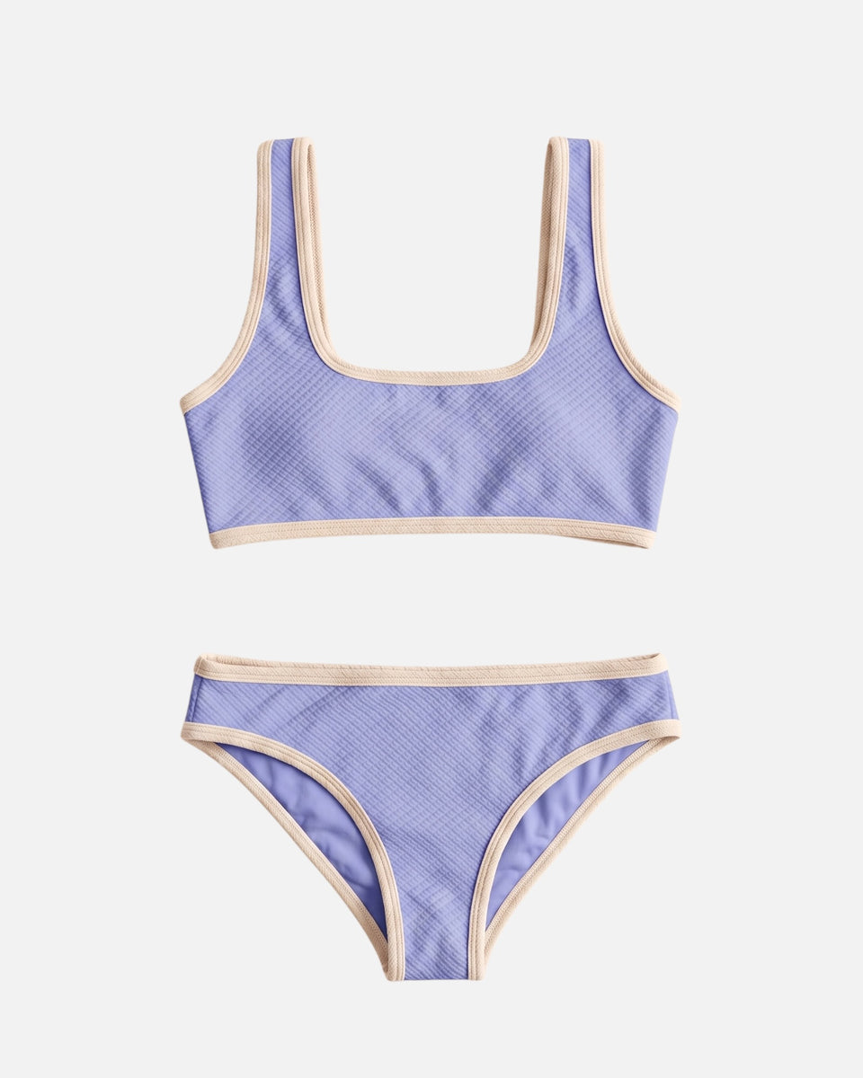 Bikini bottom clásico con ribete en contraste / Lavanda Marfil