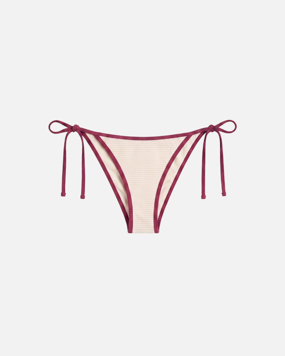 Bikini bottom con ribete en contraste y lazo / Marfil Rosa