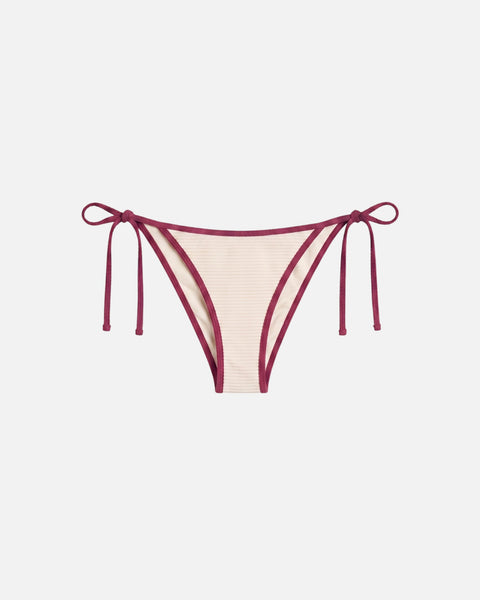 Bikini bottom con ribete en contraste y lazo / Marfil Rosa