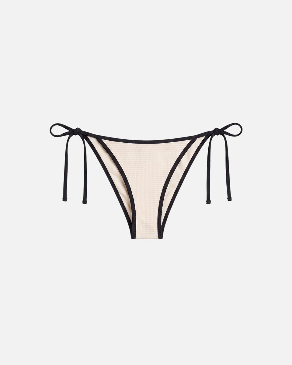 Bikini bottom con ribete en contraste y lazo / Marfil Negro