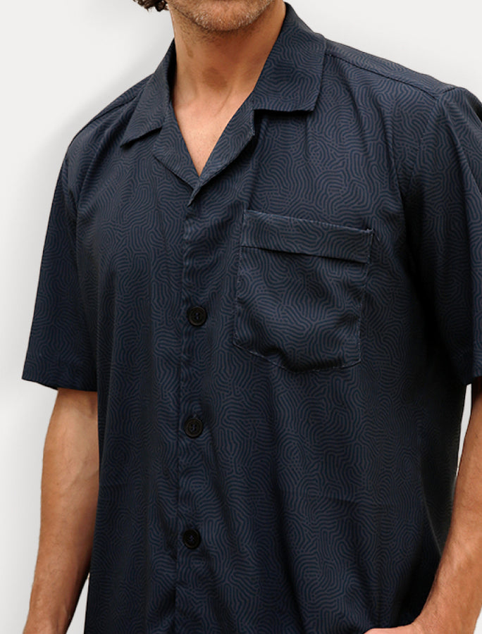 Portofino Navy Leave Cell Shirt