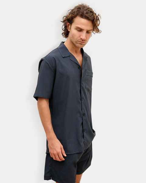 Portofino Navy Leave Cell Shirt